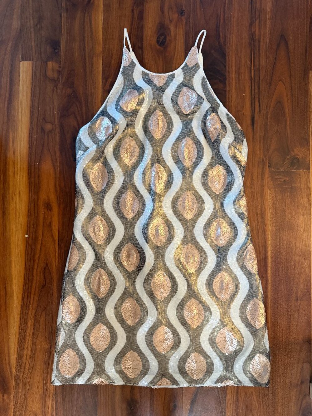 Dress the Population Sequin Mini Slip Dress Rose Gold Silver White Size M
